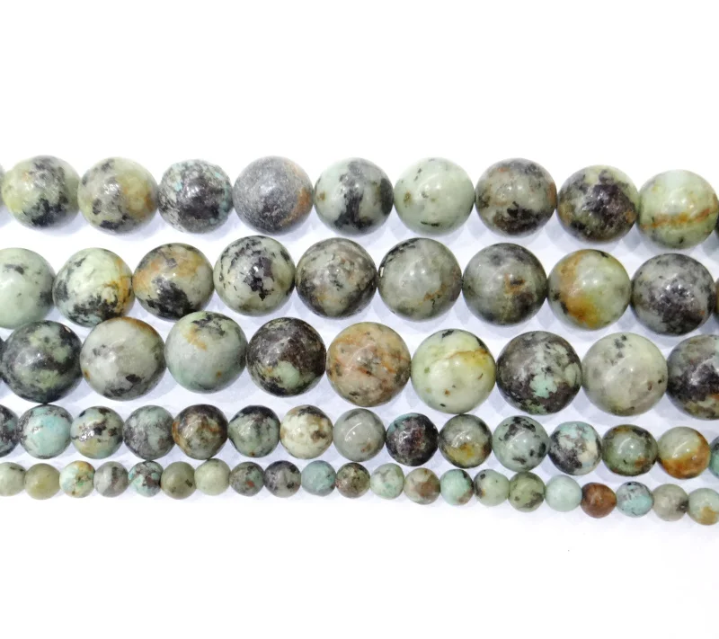 Wholesale Natural African Turquoises Stone Round Loose Beads 4 6 8 10 12mm Fit DIY Charms Bracelet For Jewelry Making | Украшения и