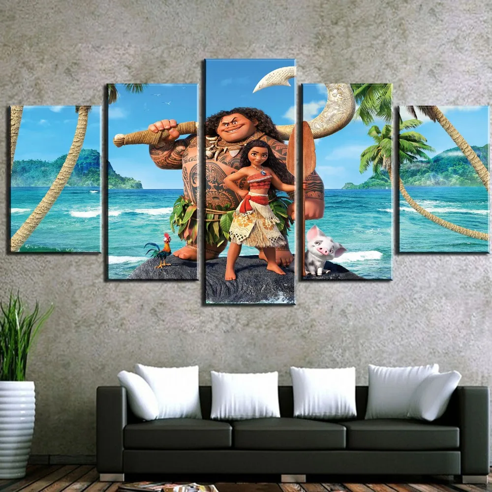 

HD Print Painting 5 Pieces Moana Painting Canvas Wall Art Picture Home Decoration Living Room Canvas Painting Wall Art Decor