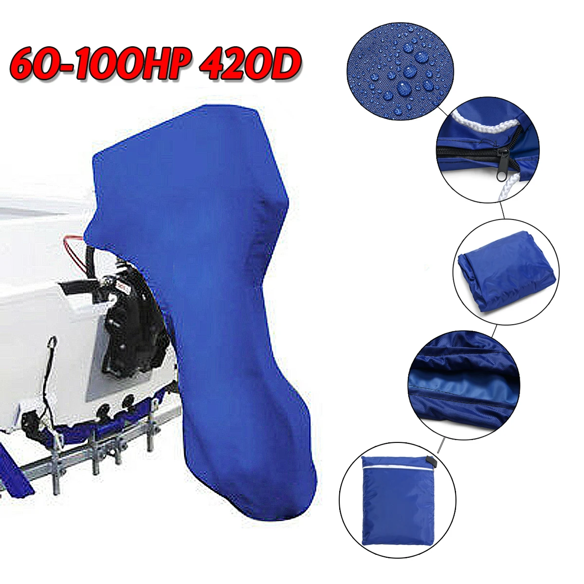 

420D For 60-100HP Boat Engine Cover Full Outboard Motor Engine Protection Waterproof Blue
