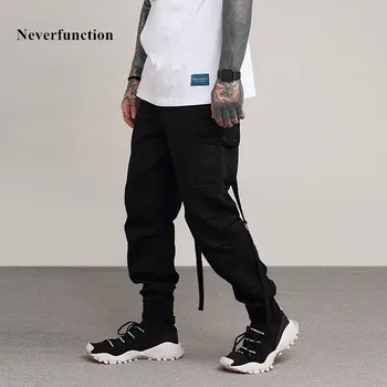 

Neverfunction Camouflage Slim Men New High Street Fashion Cotton Casual Pants Streetwear Multi-pocket Ribbon Mens Sweatpants