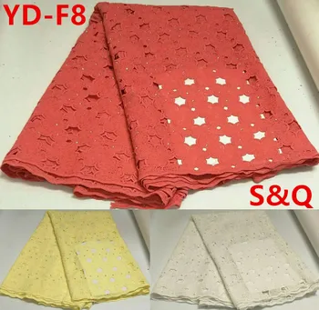 

High quality 5yards african embroidered water soluble african milk silk cord lace fabric in red color for wedding dress YD-F8