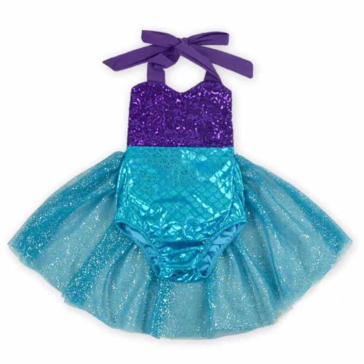 

Princess Girls Sequins Tutu Mermaid Rompers One-Pieces Sweet Baby Girls Summer Clothing