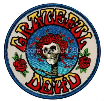 

Grateful Dead Skull & Roses Music Band Embroidered LOGO Iron On Patch Emo Goth Punk Rockabilly patchwork accessories clothes
