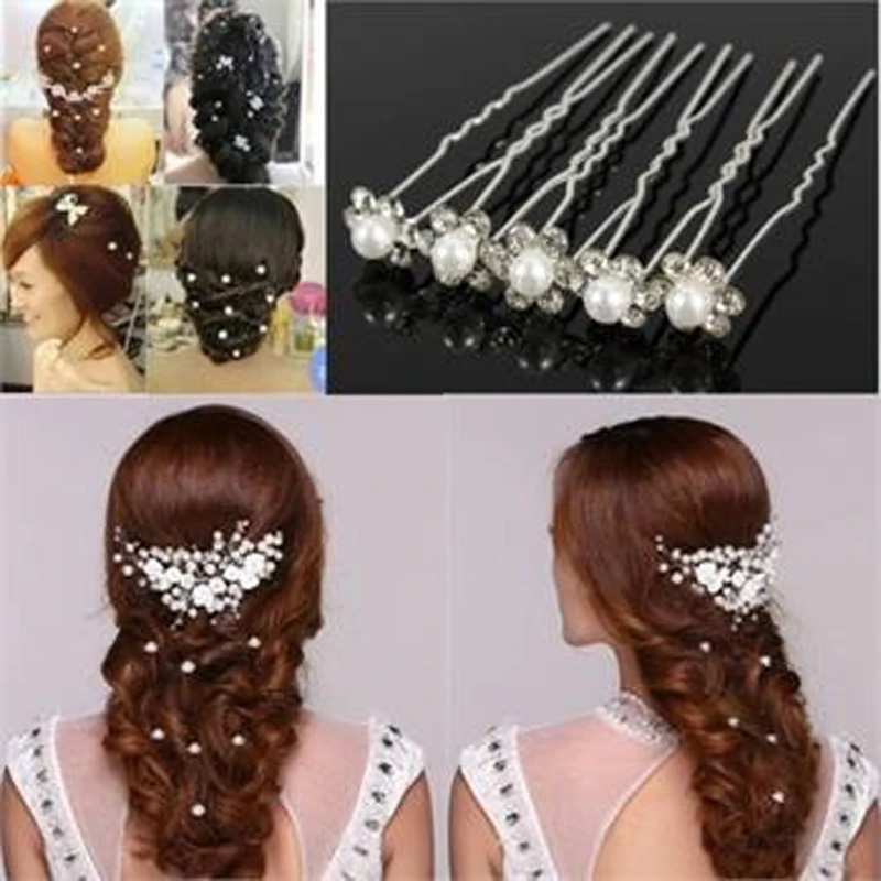 20pcs Flower Bridal Wedding Hair Pins Accessories 20pcs Flower Bridal Wedding Hair Pins Accessories Pearl Hairpins Crystal Rhinestone Diamante Clips In From Beauty