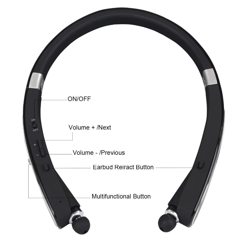 Askmeer Sports Bluetooth Earphone Neckband Earbuds Headset Wireless Handsfree Foldable Headphones with Mic for iPhone Xiaomi (8)