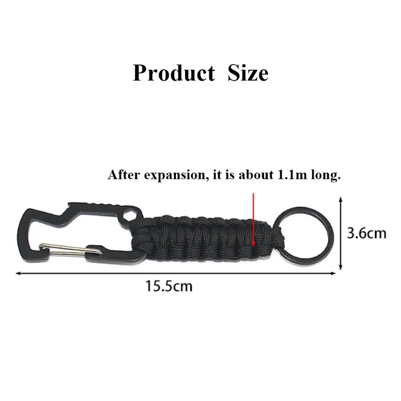 Высокое качество 1 шт. EDC восхождение брелок Тактический Открытый инструмент выживания карабин крюк парашют шнур