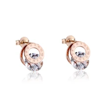 Новое поступление, женские серьги-гвоздики с круглыми клипсами и сверкающими кристаллами, ювелирные изделия из нержавеющей стали для женщин, подарок