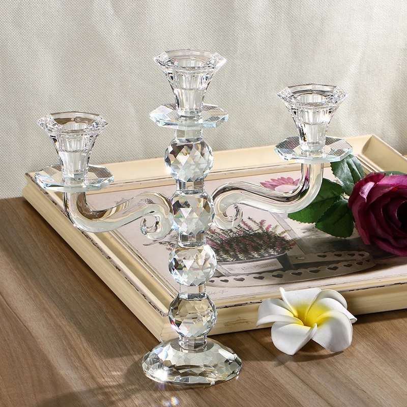Glass Candelabra Centerpiece Clear : H d inch clear crystal candlestick candle holders