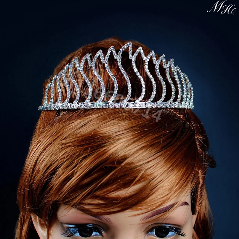 Pretty Tiara with Hair Combs Clear Austrian Rhinestone Crystal Crown