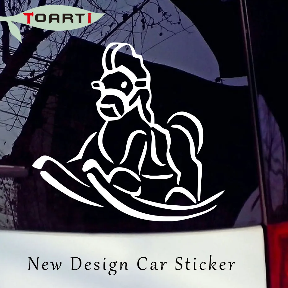 

Funny Kids Cute Rocking Horse Toy Car Decals Stickers Vinyl Waterproof Patern Notebook Auto Motorcycle Car Decals Accessories