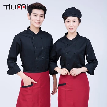 

Chef Uniforms Kitchen Workwear Jackets Restaurant Food Service Bakery Coffee Shop Bar Waiter Chef Cook Overalls Coat Men Women