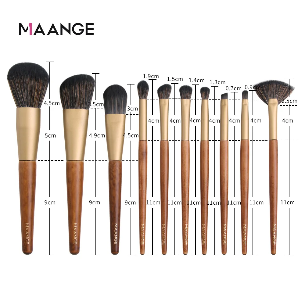 MAANGE Pro 10/11/15 шт. кисти для макияжа набор кистей для макияжа с деревянной основа, тени для век, набор кисточек для макияжа Косметические кисти для макияжа, мягкие синтетические волосы