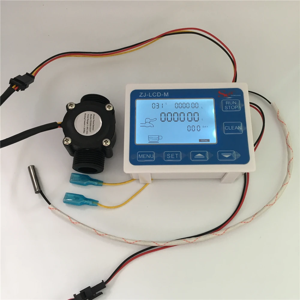 

ZJ-LCD-M flow meter+ temperature+ G3/4" flow sensor LCD Display controller for water liquid measurement