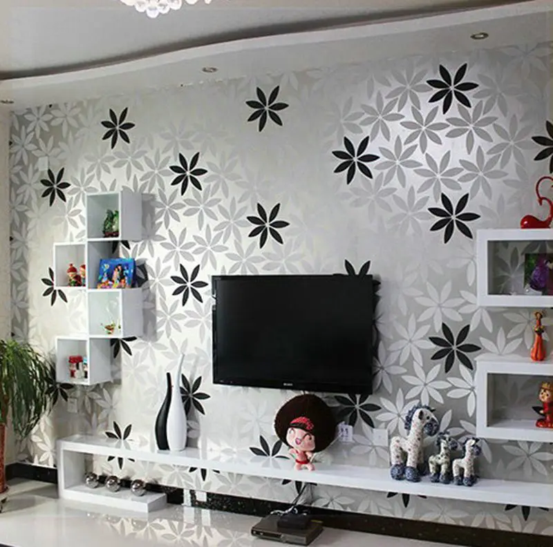 Korean Modern Simple Three-dimensional Flocking Wallpaper Bedroom Living Room TV Backdrop pink wall paper | Обустройство дома
