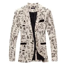 Мужские блейзеры с принтом модный бренд персонажи Slim Fit длинный рукав Блейзер сезон весна осень повседневные персонажи блейзеры