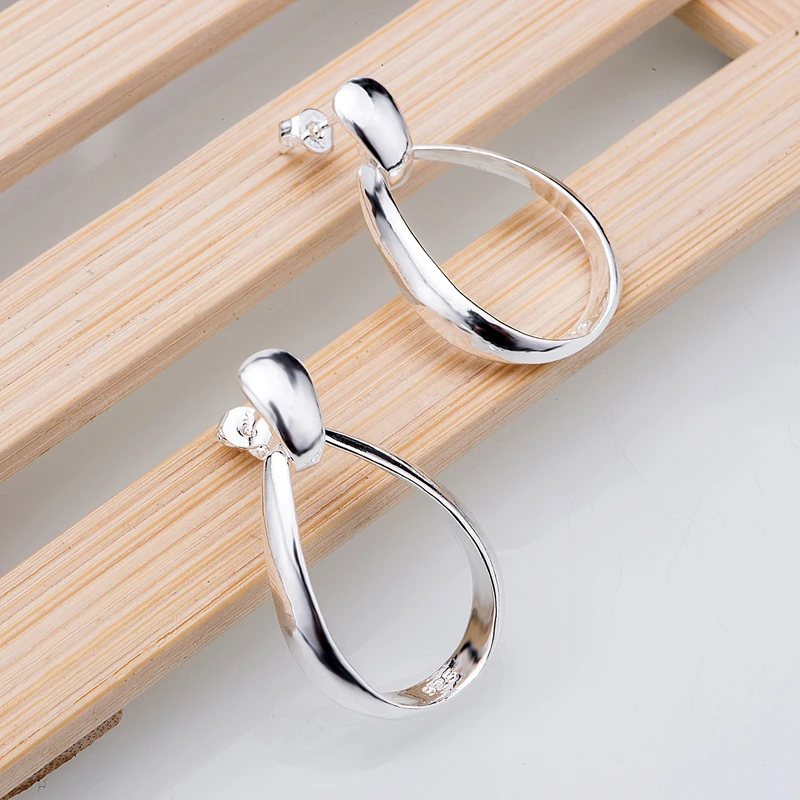 

raindrop shiny silver plated earrings 925 jewelry for women silver earrings LQ-E385 CSJBLIZI