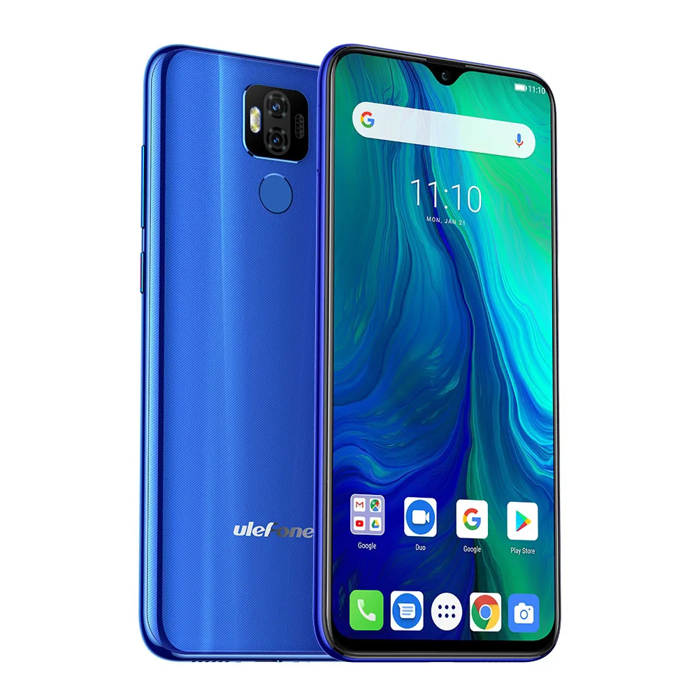 Мобильный телефон Ulefone power 6, Android 9,0, 6,3 дюймов, FHD Helio P35, четыре ядра, 4 Гб+ 64 ГБ, 16 МП, распознавание лица, gps, позиционирование, 4G, смартфон, 6350 мАч - Цвет: Синий