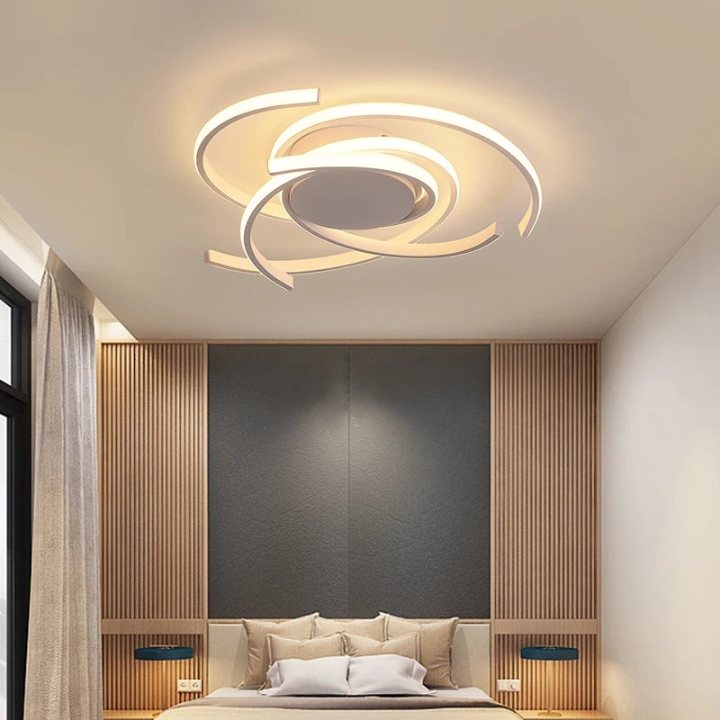 Материя Черный Идеальный поверхностный монтаж современные светодиодные потолочные лампы для гостиной спальни алюминиевый белый AC85-265V потолочный светильник