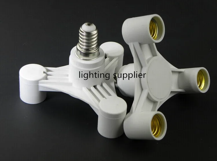 

2pcs E14 to 3 E14 lamp base holder light bulb splitter converter bulb base socket adapter, E27 to 3 E14 available free shipping
