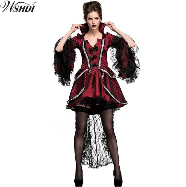 Deluxe Sexy Gothic Vampire Queen Costumes Halloween Fantasy Adult