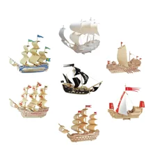 Chanycore Детские Обучающие Развивающие деревянные игрушки 3D головоломка древние военные Корабль Парусник пиратский корабль сокровище Лодка дети подарки 4300