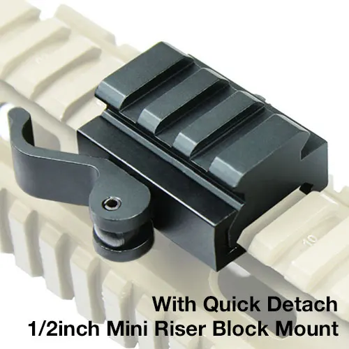 

Mini Riser Block Mount For Picatinny Rails With Quick Detach QD Cam Lever Lock For Hunting Airsoft 1/2" Half Inch RL1-0009