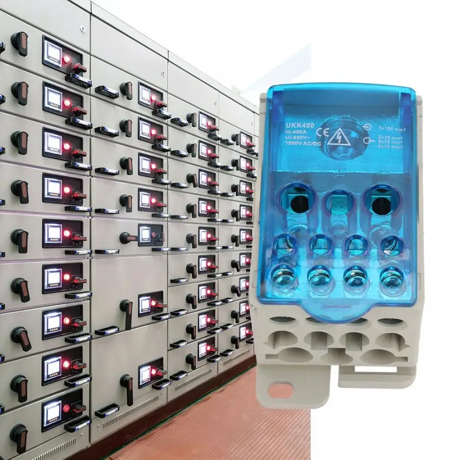 

UKK-400A Din Rail Terminal Block Distribution Box Universal Power Junction Box Universal Electric Wire Connector