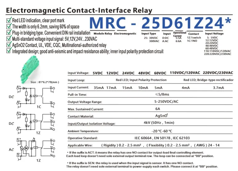 Description Picture 2 of itemMRC-25A61Z230 PLC relay output amplifier board relay module ultra-thin relay module