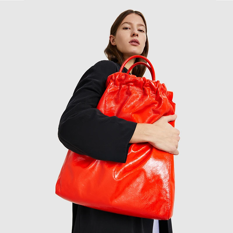 [BXX] Новинка, женская модная эластичная Большая вместительная сумка-мешок из искусственной кожи, женские сумки на одно плечо, женские сумки OE544