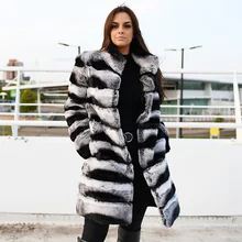 CX-G-A-96 женские зимние Роскошные Настоящий мех кролика краситель пальто из Шиншиллы