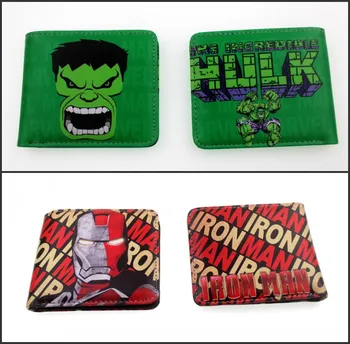 

New Design Anime Short wallets Comics Iron Man/Hulk/Captain America wallet card holder Coin Pocket Children Wallet Gift