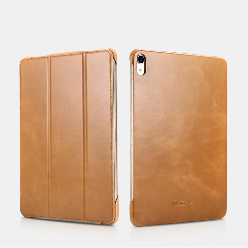 

Icarer Brand for iPad Pro 11 2018 Case Cowhide Leather Vintage Tablet Case Folio Cover Foldable Stand Smart Cover