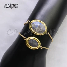 10 шт. каменные браслеты Лабрадорит регулируемый браслет-цепочка для женщин смешанные цвета камень торговля ювелирные изделия 9054