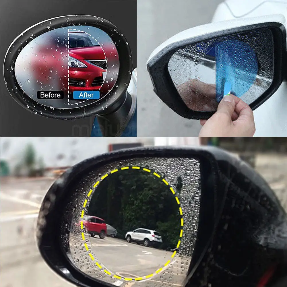 2PCS Car Anti Water Mist Film Anti Fog Rainproof Rearview Mirror