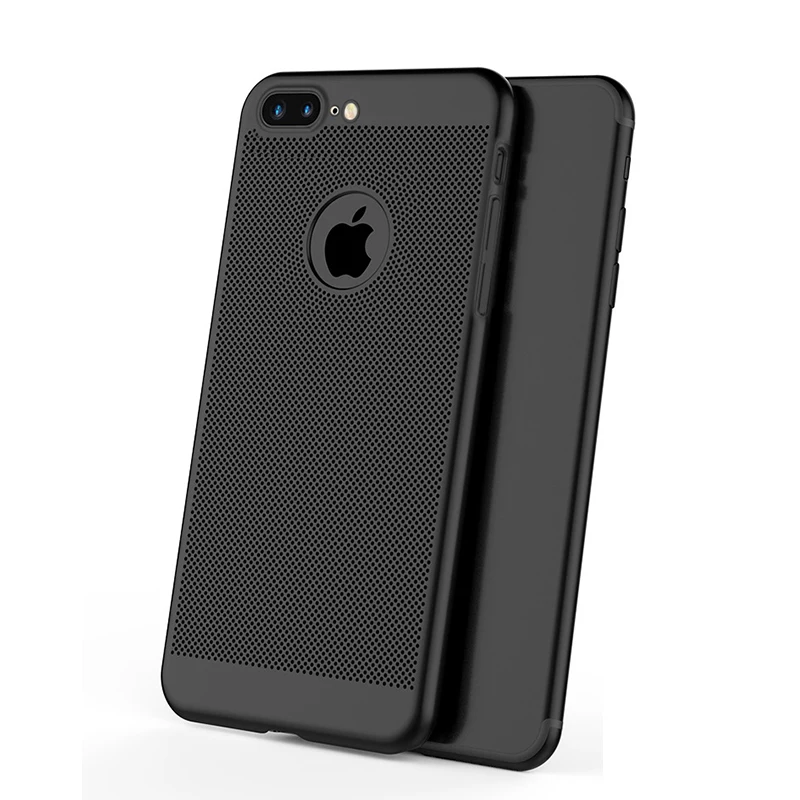 Чехол для телефона для iphone 7, 8, 6, 6s Plus, X, XS, MAX, XR, 7 Plus, 8 Plus, силиконовый, рассеивающий тепло, дышащий чехол для iphone, защита от падения, P011 - Цвет: Black