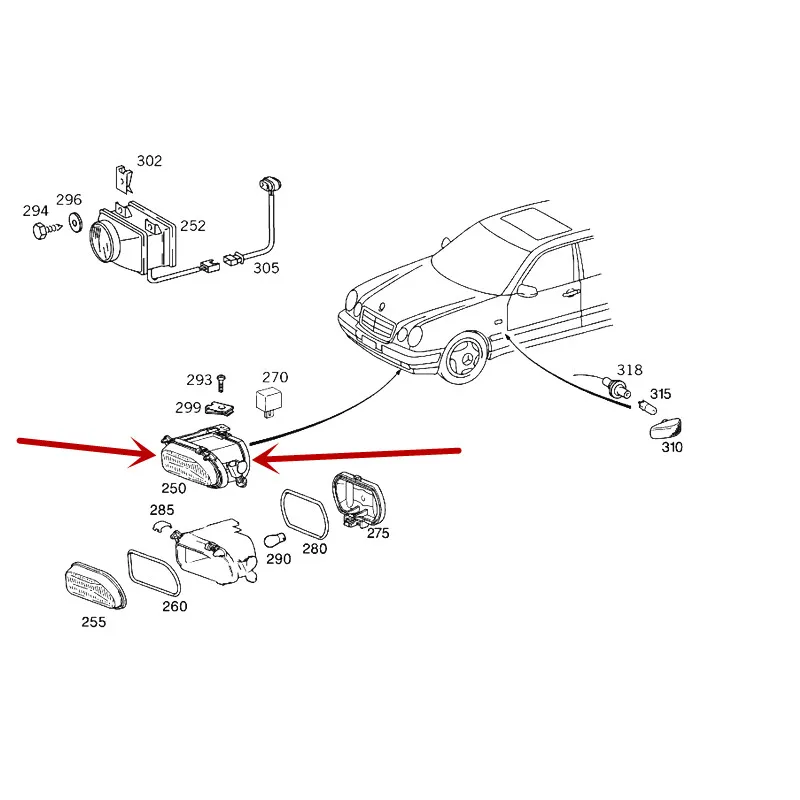 Автомобильный головной светильник s противотуманная фара класса E W210 E260 E280 E320mer ced es-be nz1995-1999 передний бампер противотуманный светильник дневной ходовой светильник s