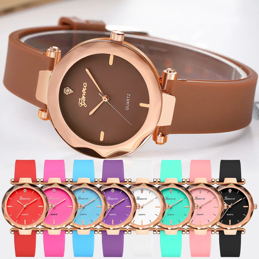 

Fashion Women's Watches Geneva Silicone Belt Analog Quartz Watch Simple Ladies Watch Gift Kol Saati relojes para mujer &50