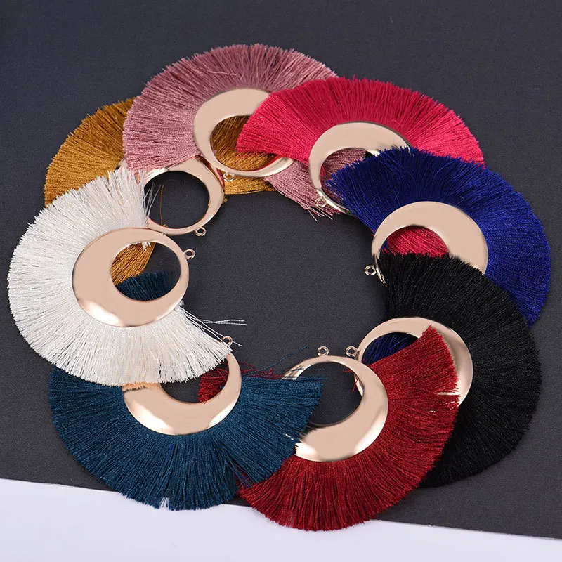 

Aiovlo/fan Tassel/gold Metar Tassels/DIY earrings Accessories/Silk Tassels/Bohemian Style/jewelry Materials 2pcs/bag