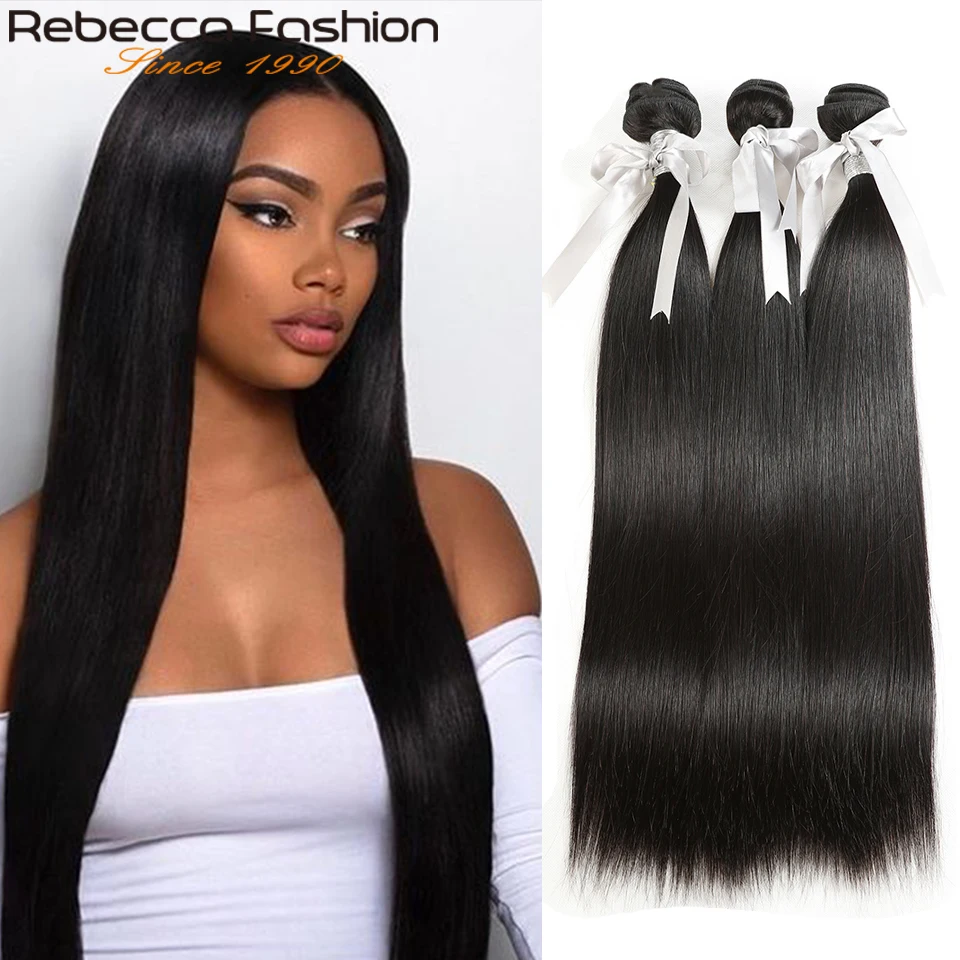 

Rebecca Peruvian 100% Human Hair Weave Bundles Straight Hair Bundles Deals 8 To 28 30 Inch Straight Remy Human Hair Extensions