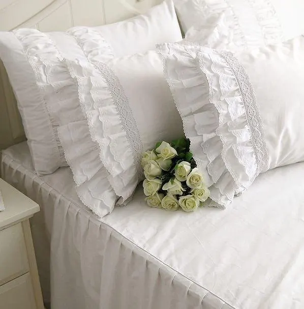 Buy White Ruffles Princess Bedding Sets Luxury Wedding