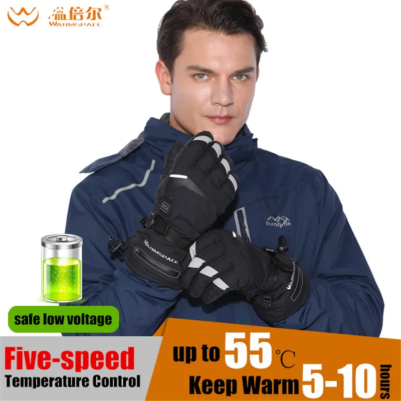 10pair 3600MAH Smart Electric Heated Gloves Winter Warm 5 Finger&Hand Back Lithium Battery Self Heating Touch Screen Ski Gloves