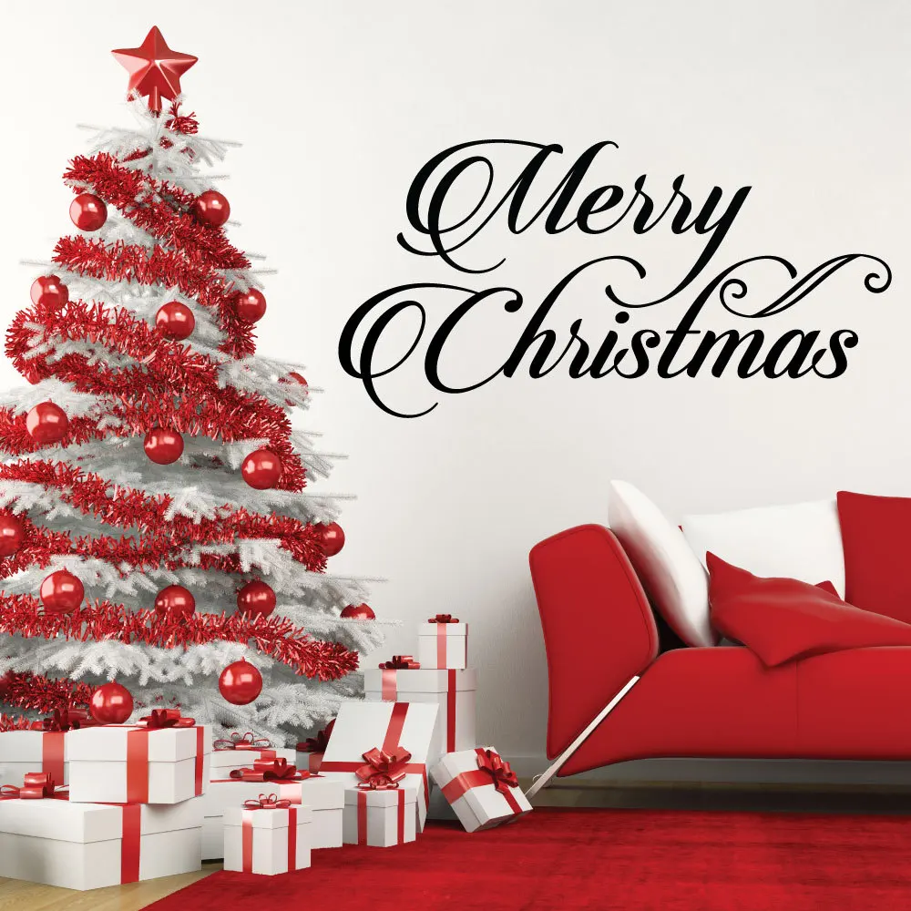 Happy Merry Christmas quotes Holiday Season Home Window Wall Sticker