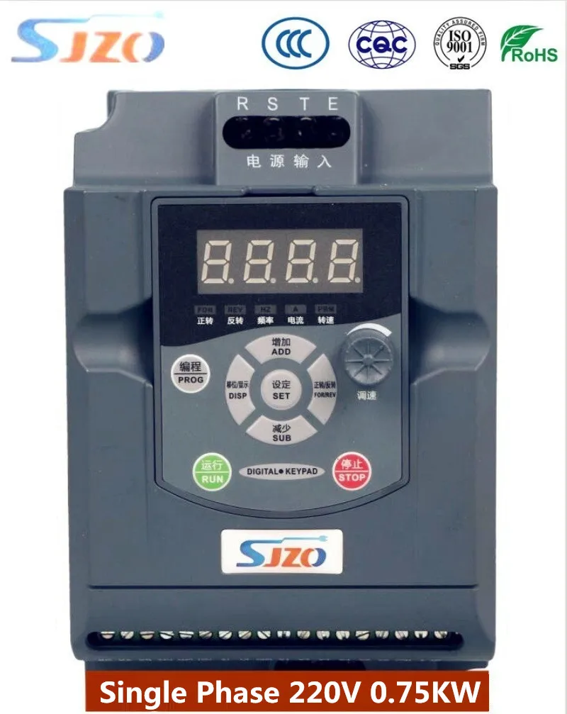 Original SJZO Miniwatt VFD Frequency converter Single Phase 220V 0.75KW Input Three Phase 220V Output For Light Load Industry