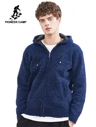 Пионерский лагерь новый зимний свитер Мужская брендовая одежда однотонный толстый теплый кардиган с капюшоном мужской качественный на