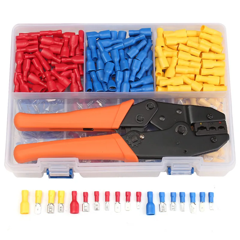 

900Pcs Electrical Assorted Wire Connector Crimp Terminals Kit PVC Insulation With Crimping Plier 22-10AWG Cable Wire And Box