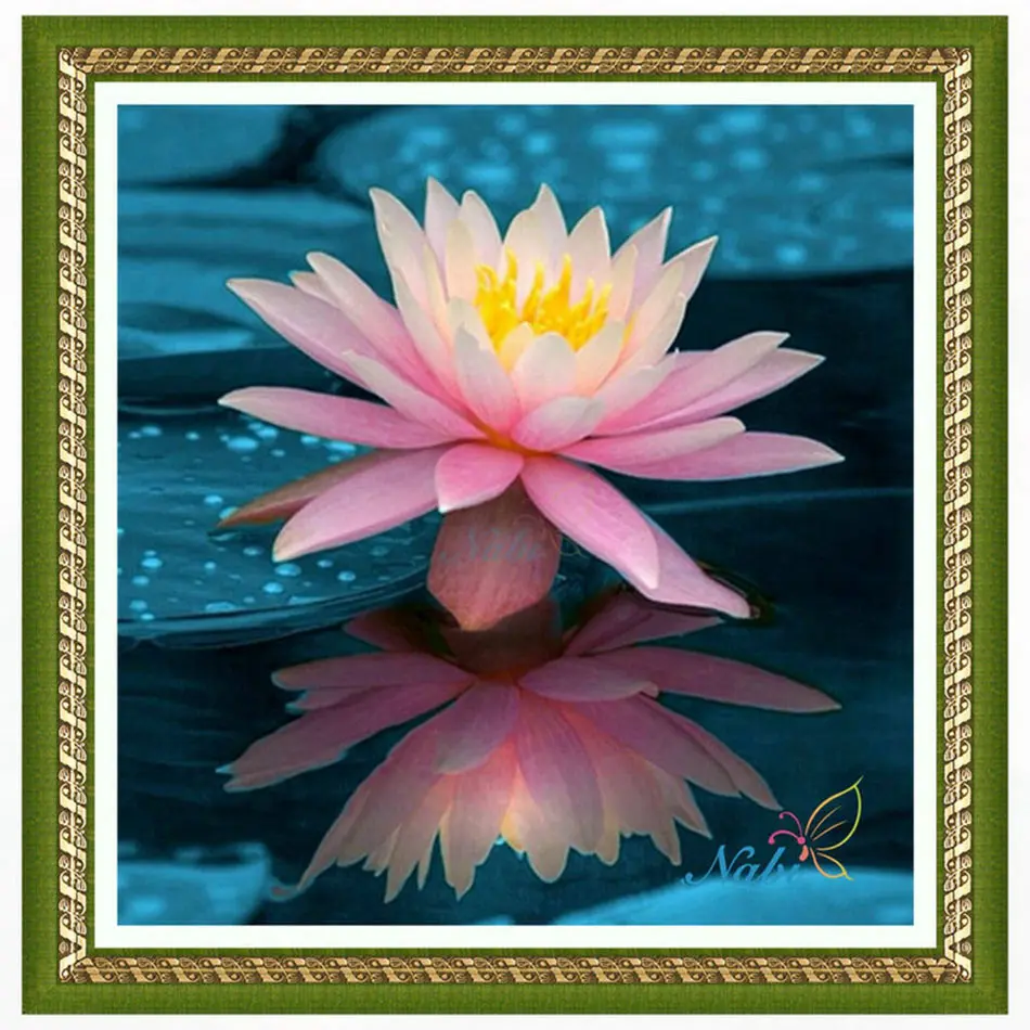 

Square diamond mosaic painting diamond embroidery cross stitch Flower Lotus - 5d diy full rhinestones icons set 118KK