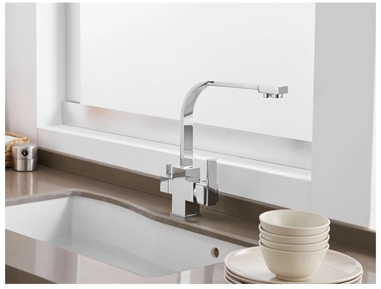 3 Way Drinking Water Faucet Water Filter Purifier Kitchen Faucet Black Hot Cold Mixer Basin Tap 360 Swivel Kitchen Faucet 0178H