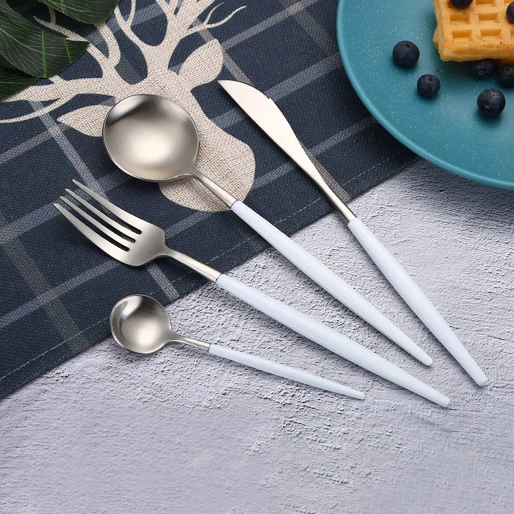 Best горячая распродажа 4 шт./компл. столовая посуда из белого серебра Set 304 западные