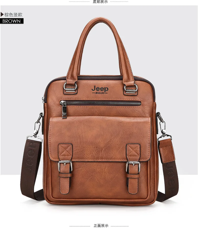 ZYJ Men Business Travel Leather Laptop Briefcase Male Bags Causal Sling Messenger Shoulder Portfolio Briefcase Bag Handbag Bolsa (32)