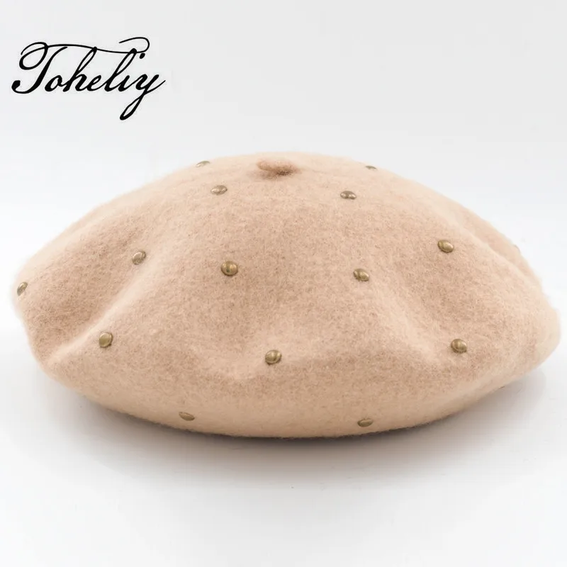 Ceny 100% wełny Rocznika Wełna Zima Kobiety Beret Francuski Artysta Beanie Hat Cap Dla Sweet Girl Prezent wiosną i jesienią kapelusze